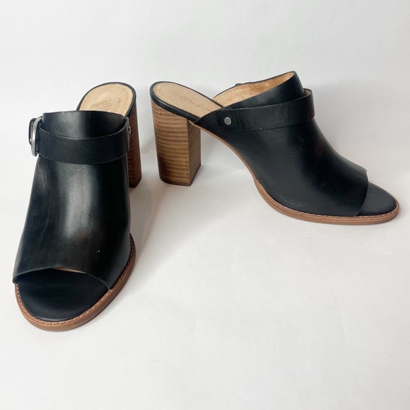 Madewell Riley Black Leather Convertible Sling Back Mules Size 10 - Picture 3 of 15